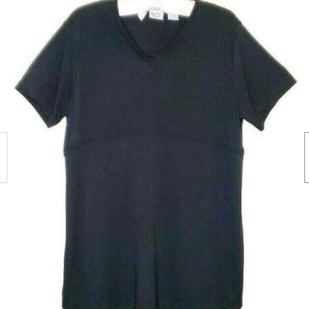 In Due Time Maternity Top M Tunic Womens V Neck Black Tie Back Size Medium